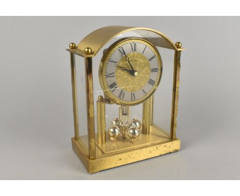 A Mid/Late 20th Century Hettich Brass Cased Pillar Clock, 20cms High