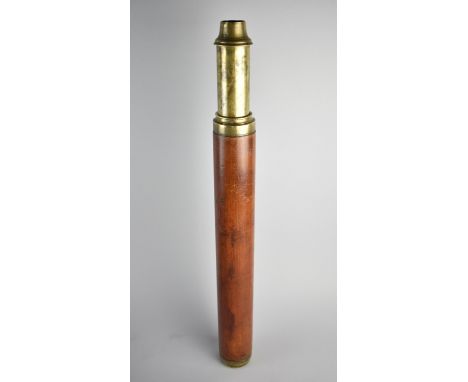 A Georgian Brass and Wood Single Drawer Day/Night Telescope by Charles West of London, 52cs Long when Closed, Condition Issue