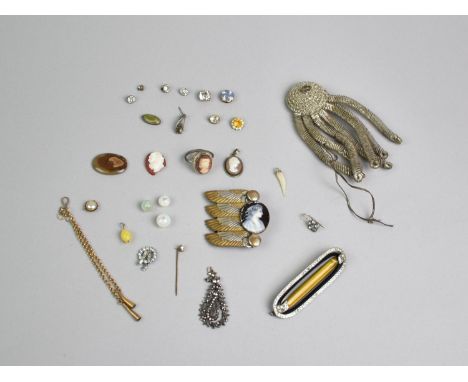 A Collection of Various 19th Century and Later Jewellery to include Georgian Single Paste Stone Floral Earring, Art Deco Part