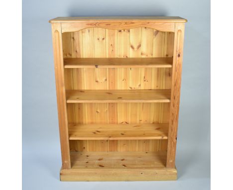 A Modern Pine Three Shelf Open Bookcase on Plinth Base, 90cms Wide