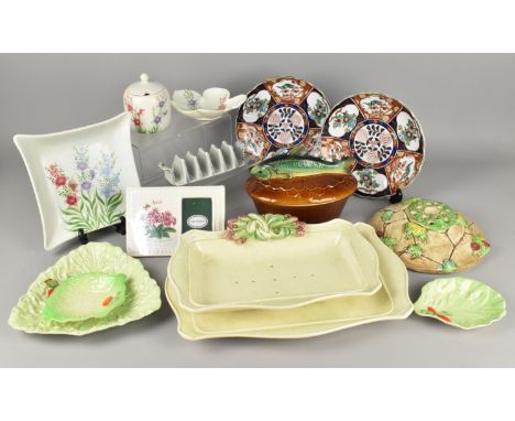 A Collection of Various Ceramics to Comprise Asparagus Draining Dish, Fish Pot and Cover, Carlton Ware Cabbage Ware, Radford 