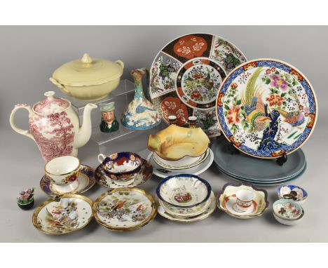 A Collection of Various Ceramics to Comprise Transfer Printed Teapot, Noritake, Oriental Chargers etc (Various Condition)