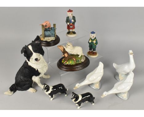 A Collection of Ceramic and Resin Animal and Bird Ornaments to Comprise Country Artist Border Collie, Country Artist Cat, Cou