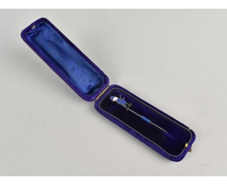 An Antique Purple Velvet Fitted Box Housing Pin Depicting Constable in Blue Enamelled Uniform