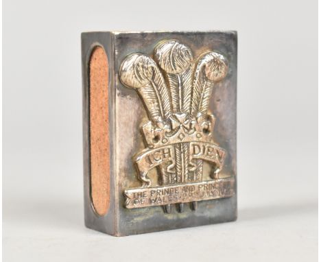 A Silver Matchbox Cover with Prince of Wales Feathers Heraldry and Inscription "The Prince and Princess of Wales 29th July 19