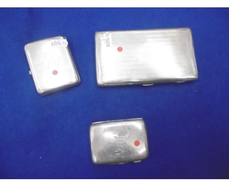 THREE HM SILVER CIGARETTE CASES, 12 ounces
