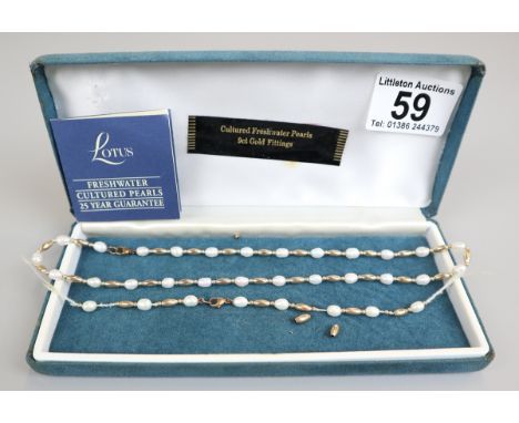 Gold &amp; pearl Lotus necklace with bracelet - bracelet A/F