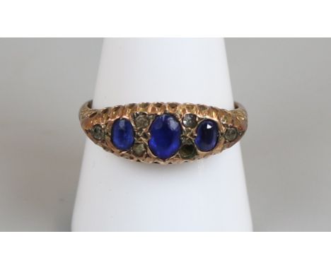 Gold stone set ring, size T½ - A/F