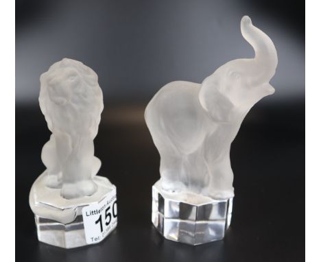2 glass Goebel figures - Elephant &amp; lion