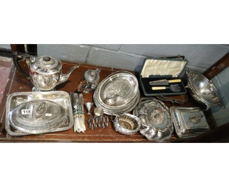 Collection of mostly silver plate to include mother-of-pearl handled flatware