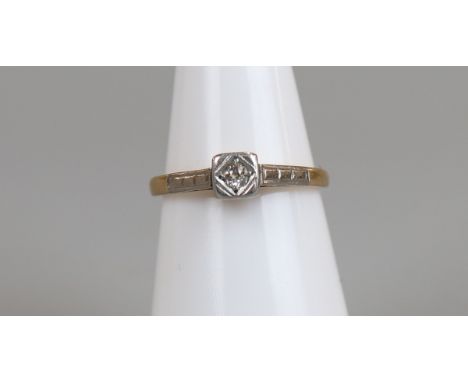 Gold diamond ring with platinum setting, size J