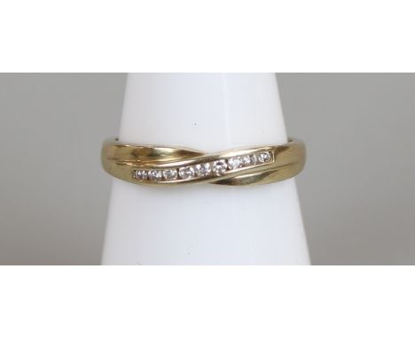 Gold diamond set ring, size L 