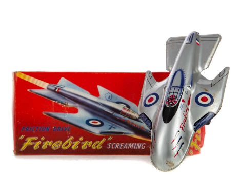 THREE VINTAGE TINPLATE TOYS,comprising a Brimtoy 'Big Dipper' model no. 9/78, a Mettoy 'Friction Drive "Firebird" Screaming J