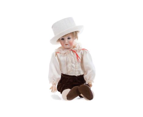 WILLIAM GOEBEL BISQUE HEADED BOY DOLL,with composition limbs, 43cm longSome general surface wear to the bisque including mark