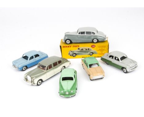 Boxed Dinky Toys Rolls Royce With Various Two-tone Loose Cars, 150 Rolls-Royce Silver Wraith, in two tone grey, in original y