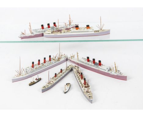 Various makers metal and resin 1:1200 scale Castle Line Ocean Liners waterline models, CM KR Bloemfontein Castle and Rhodesia