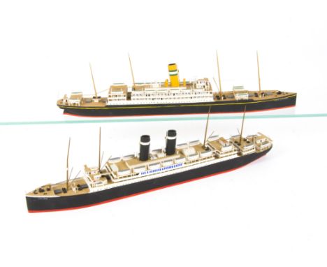 Pair of well made wooden construction large scale early 20th Century liners,  Nieuw Amsterdam (1905) length 320mm and Lapland