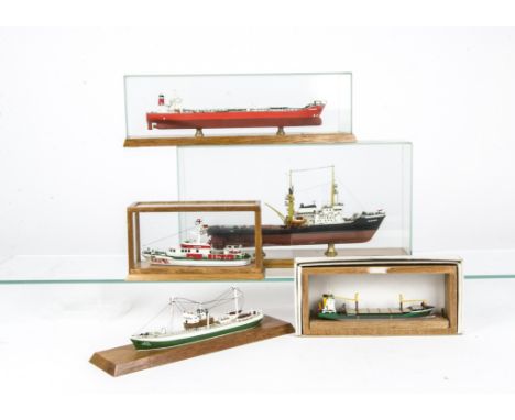 Modern image waterline and whole ship models most in Perspex display cases, Oceanic, MV Loch Rannoch, Wiebke and SAR Berlin, 
