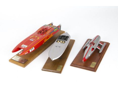 Three large scale racing boats, Luciano Piazzai fine resin 1/35 scale model of Annabella Offshore Catamaran Racing Boat, F-G,