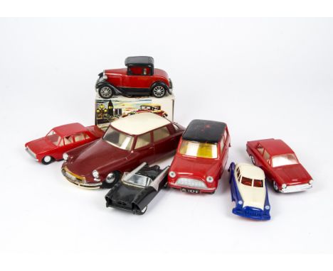 Hong Kong Plastic Cars, Comprising a MIC 1930 Ford, in original box, and unboxed models including, a large scale Citroën DS19