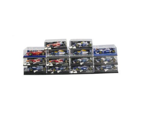 Minichamps 1:43 Scale F1 Models, A cased collection of Williams, comprising, limited edition, 940102 Senna (2), 950095/940104