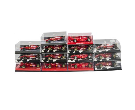 Minichamps 1:43 Scale F1 Models, A cased collection of Ferraris, comprising, limited edition, 980094/900034/790096 Irvine, to