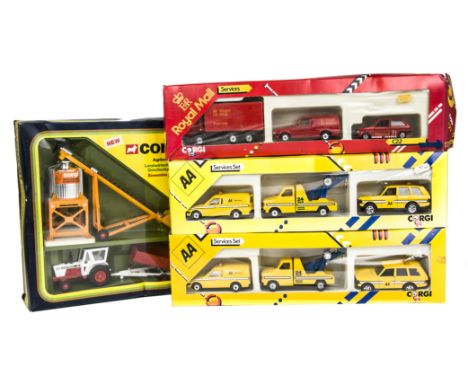 Corgi Gift Sets, 42 Agricultural Set, comprising David Brown Tractor, Trailer and Silo, C20 AA Services Set (2) and C22 Royal
