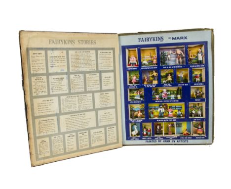 Fairykins by Marx plastic Nursery Rhyme Figures in original display/salesman box,  34 figures including Humpty Dumpty, Goldil