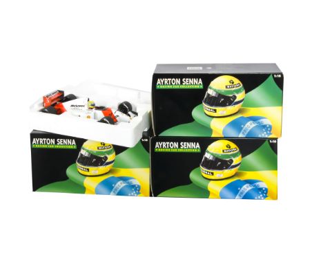 Minichamps Ayrton Senna Racing Car Collection, A boxed trio of 1:18 scale models, comprising, 871812, Lotus Honda 99T 1987 (2