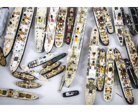 Various makers metal and resin 1:1200 and smaller scale Ocean Liners and Merchant waterline models, Mercator Amerika, Blucher