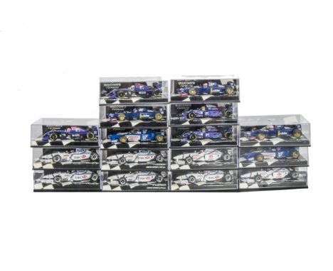 Minichamps 1:43 Scale F1 Models, A cased collection of Ligier Hondas, Simtek Fords and Stewart Fords, comprising limited edit