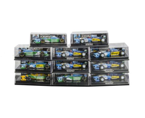 Minichamps 1:43 Scale Michael Schumacher Collection, A cased collection of  Edition 43 Benettons, comprising limited edition,