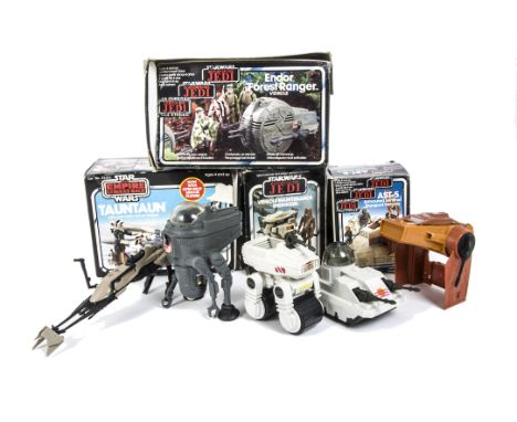 Small Star Wars Vehicles and Figures, Including four boxed models comprising Return of The Jedi models, a Vehicle Maintenance