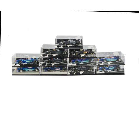 Minichamps 1:43 Scale F1 Models, A cased collection of Saubers, comprising limited edition, 980044/990081 Alesi, 990082 Diniz