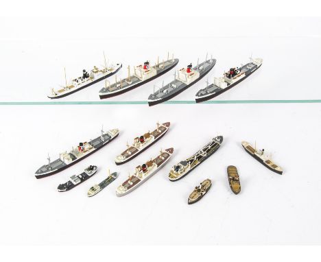 Various makers Merchant Navy 1:1200 scale and smaller waterline models, resin, WMS 21 Clan Cameron,  31 South Africa Star, 33