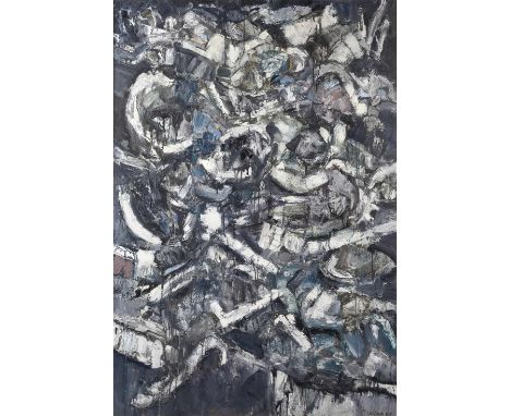 J. S. Cartier (American, b.1932) Abstract in white, grey, blue and black, 1960 signed and dated (lower right) oils on canvas 