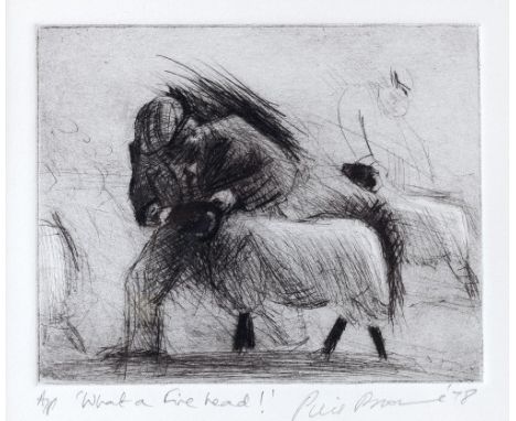 Piers Browne (British, b.1942) 'What a Fire head!', 1978 artist's proof, signed, titled, dated and inscribed in pencil (in th