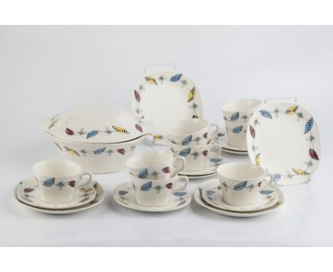 Robert Ellis Williams (1928-2015) for J. & G. Meakin 'Frolic' pattern part set including tureen and cover, eight tea cups, se