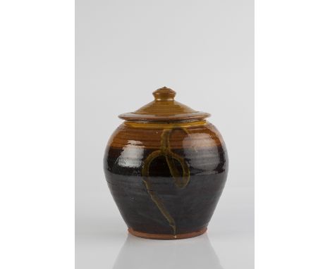 Clive Bowen (British, b.1943) Jar and cover slip decoration 25cm high.