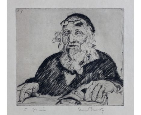 Frank Brangwyn (British, 1867-1956) Portrait of a Rabbi signed and inscribed in pencil (in the margin) etching 13.7cm x 14.7c