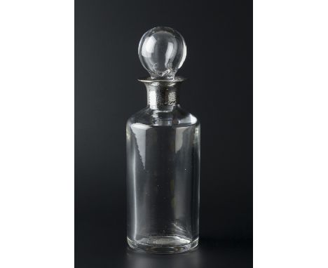 Robert Welch (British, 1929-2000) Decanter lead crystal glass with hammered silver collar hallmarked, London 1986 26.5cm high