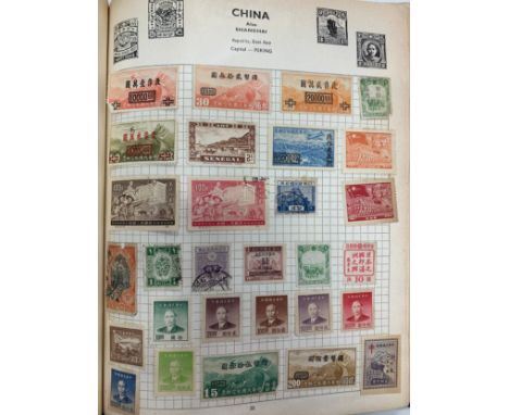 World Stamp collection in Swiftsure album, Australia, China, France, French Colonies, Great Britain, Russia etc.