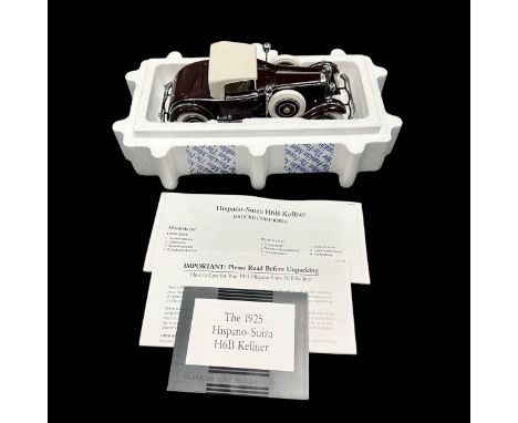 Franklin Mint 1/24th scale pair with 1925 Hispano-Suiza H6B Kellner No. B11TF74 and 1949 Buick Roadmaster No. B11TL08, genera