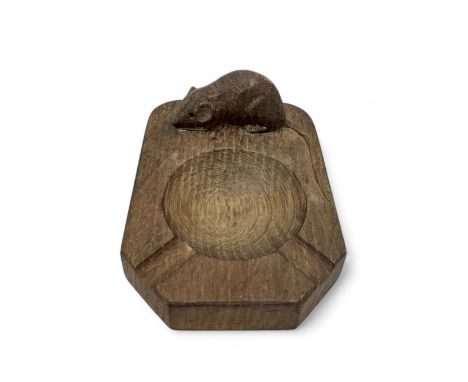 Robert “Mouseman” Thompson (British, 1876-1955), carved oak ashtray signed with mouse signature. By the workshop of Robert Th