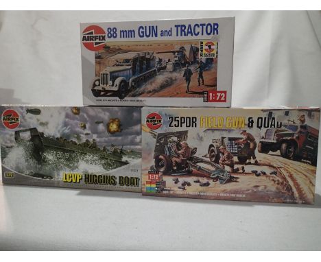 Three 1/72 scale Airfix military kits, all as new/sealed, storage wear to boxes. UK P&amp;P Group 1 (£16+VAT for the first lo