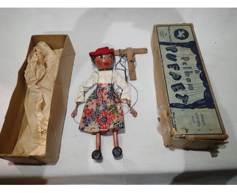 Early Pelham Puppet with metal hands, very good condition, box with repairs. UK P&amp;P Group 1 (£16+VAT for the first lot an