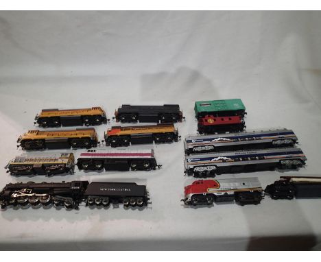 HO American Outline locomotives and stock, comprising of 4.6.4 and tender- New York Central, six assorted diesels, wagon and 