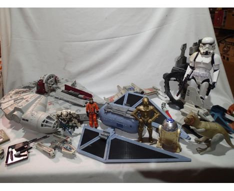 Selection of playworn Star Wars etc related vehicles and figures. UK P&amp;P Group 2 (£20+VAT for the first lot and £4+VAT fo
