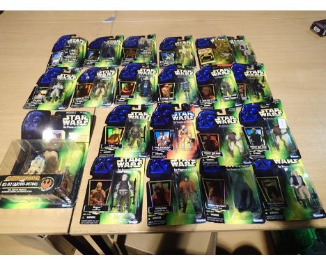 Twenty two Star Wars The Power of The Force figures, mostly near mint, boxes in fair to good condition with wear. UK P&amp;P 