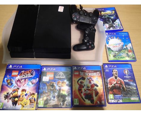 Playstation 4, 500GB with two pads, PSU and six games. Power light comes on. UK P&amp;P Group 3 (£30+VAT for the first lot an